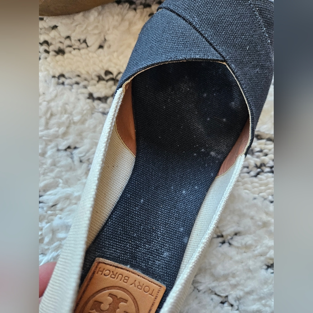 Tory Burch Filipa Beige/Black Espadrille Wedges, sz 8B - Picture 2 of 13